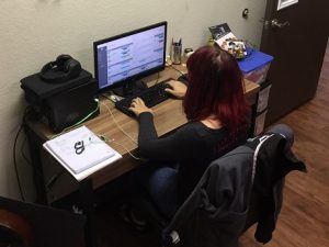 Amberlynn at Work Editor Amberlynn Manages Projects