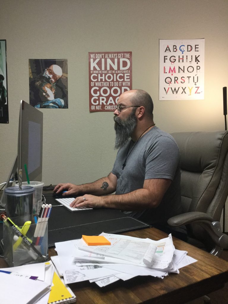 Web Developer Jason at His Desk