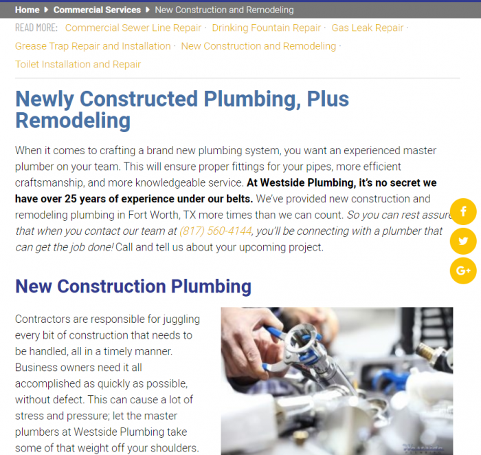 Example of a Westside Service Page