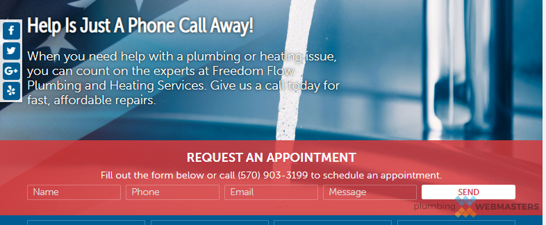 Appointment Form The Call to Action at the Top of a Homepage