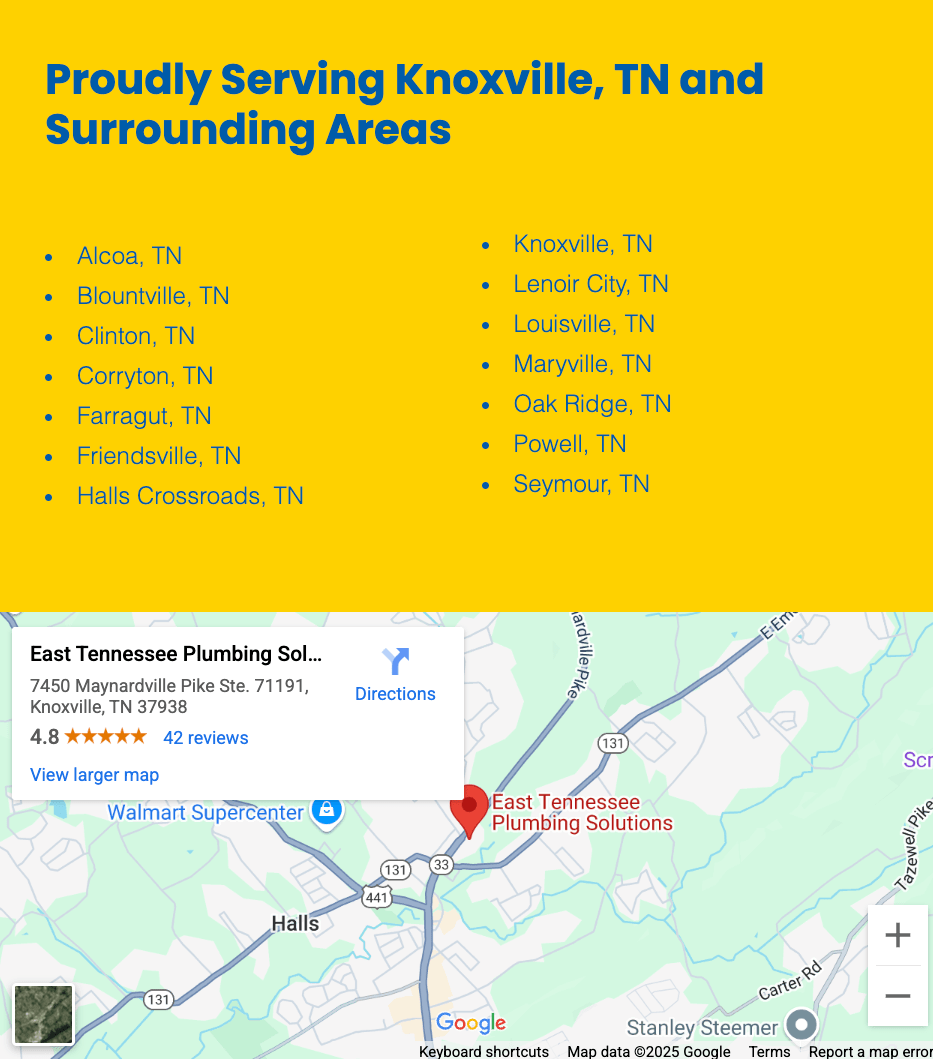 City Widget Website Element on Plumbing Website