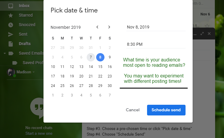 Email Date Scheduling