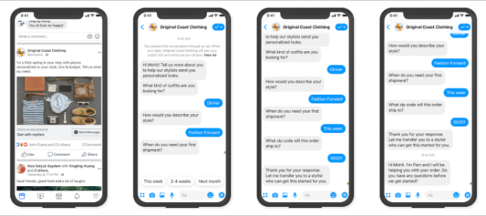 Mobile View of a Business to Consumer Messenger Chat