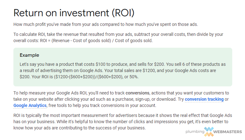 Google ROI Screenshot