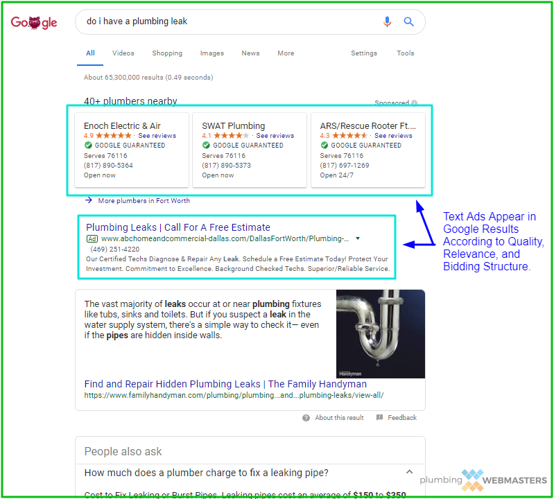 Google Search Plumbing Ads