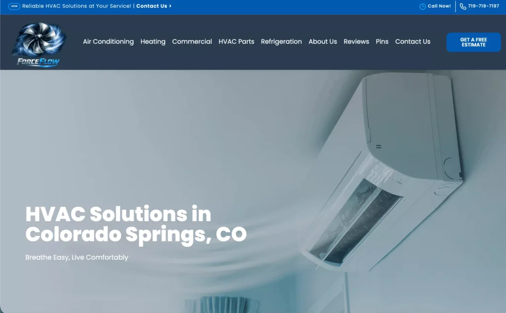 Website Design Screenshot HVAC Custom Website Design Example