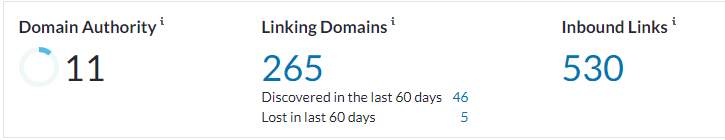 Screenshot of Link Metrics from Moz