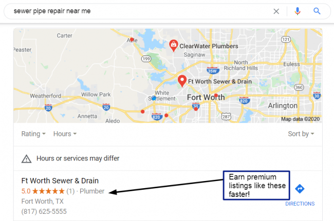A Local Map Pack for Sewer Repair Services