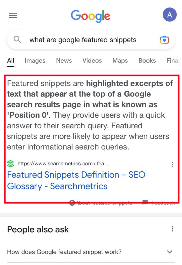 Mobile Featured Snippet Mobile Featured Snippet