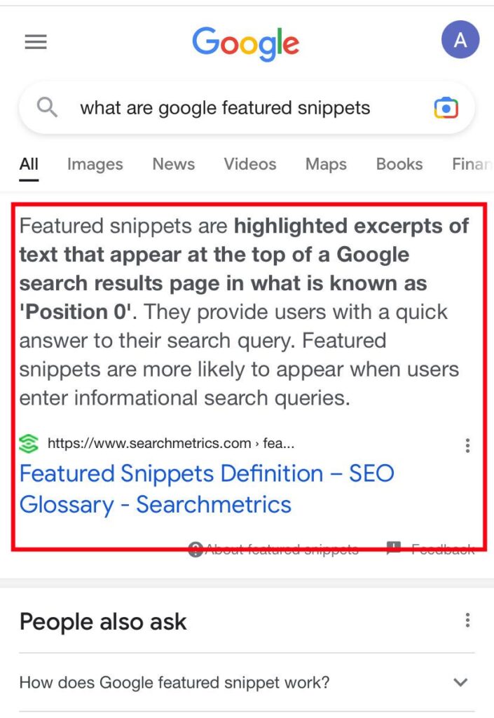 Mobile Featured Snippet