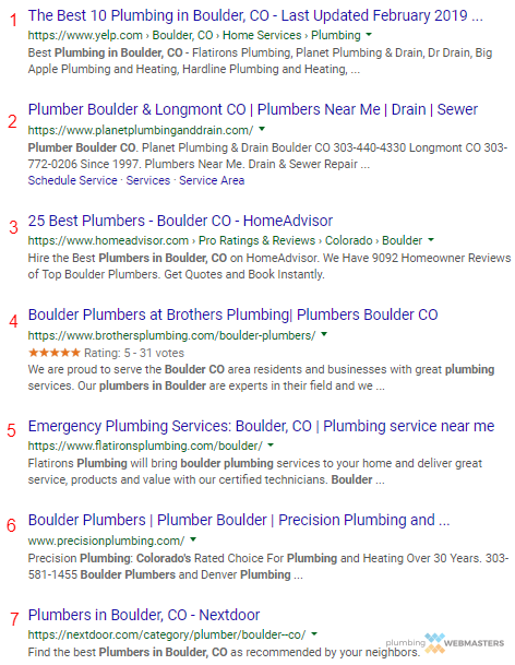 Organic Results for Plumber Boulder CO