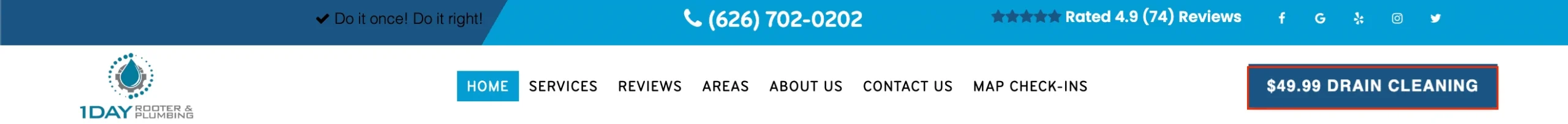 Personalized CTA Offering $49.99 Drain Cleaning