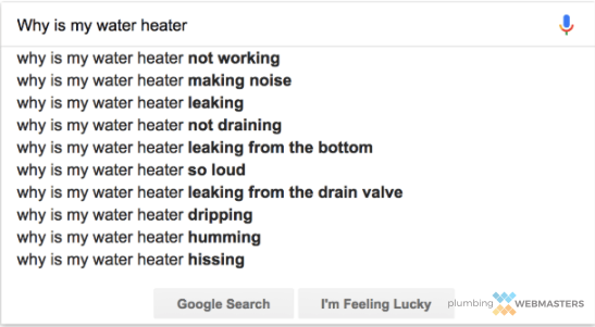 A Screenshot Displaying Different Search Queries That All Begin The Same But End Differently. Search Query Data Analysis Helps You Figure Out What Phrases Bring Potential Clients to Your Plumber Website.