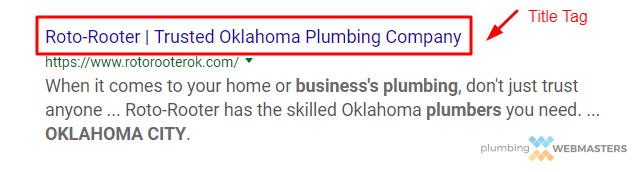 Plumber Title Tag Example