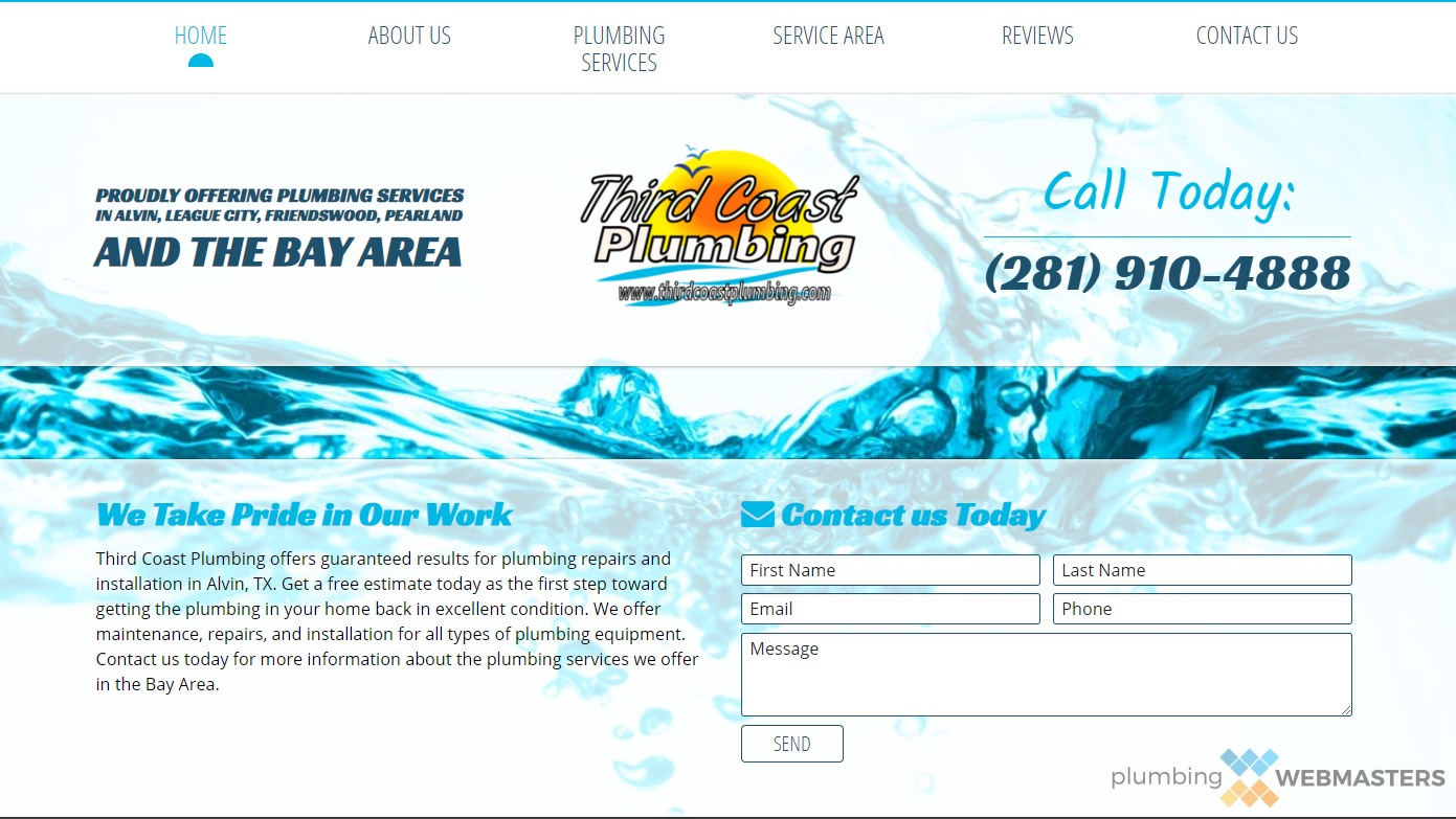 Plumbing Company Web Design Example