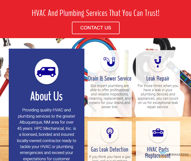 Plumbing Contractors Mid-Page Design Examples of Mid-Page Graphic Design Elements