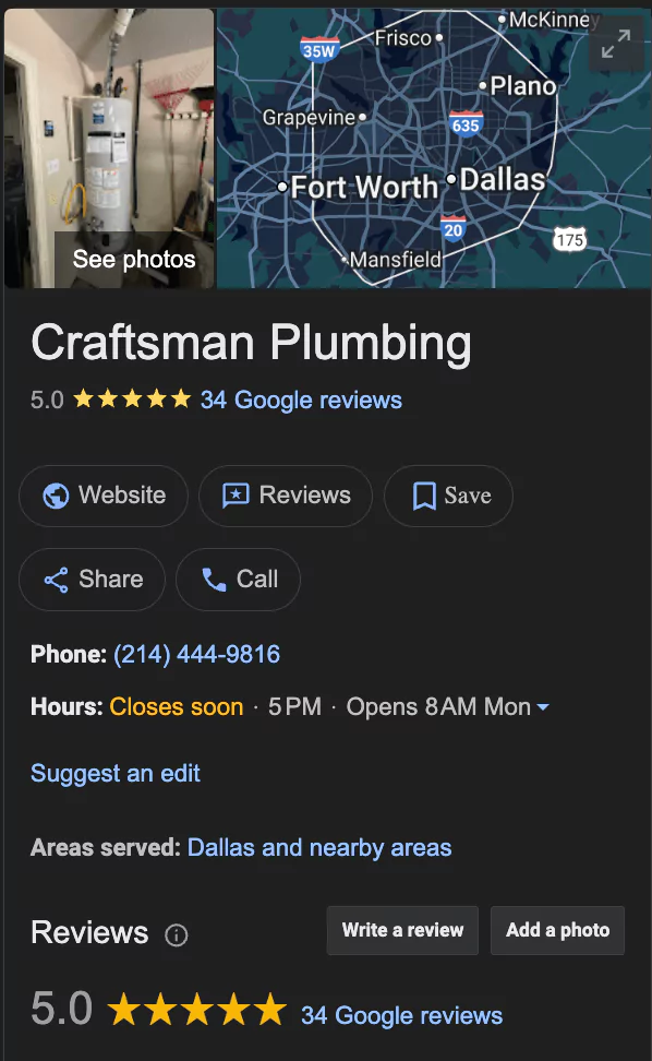 Plumbing GBP Listing