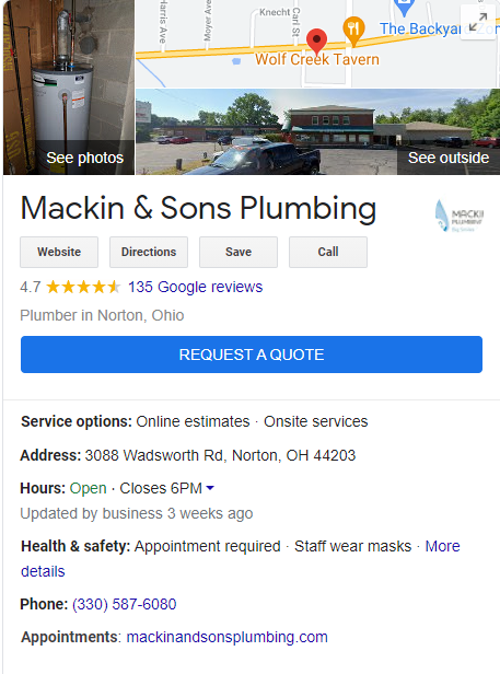 Plumbing GMB Listing