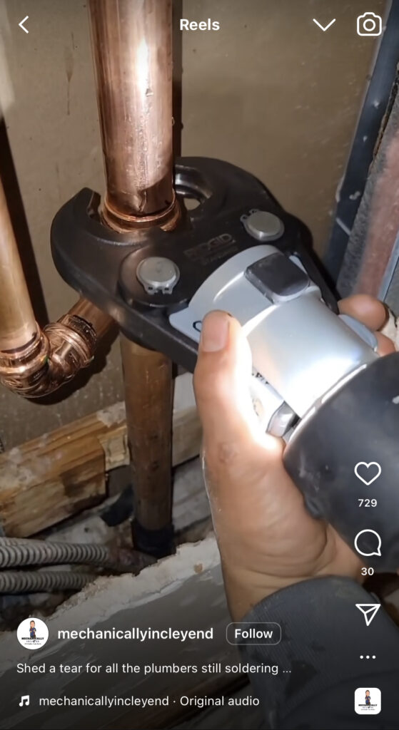 Plumbing Instagram Reel (Screenshot)