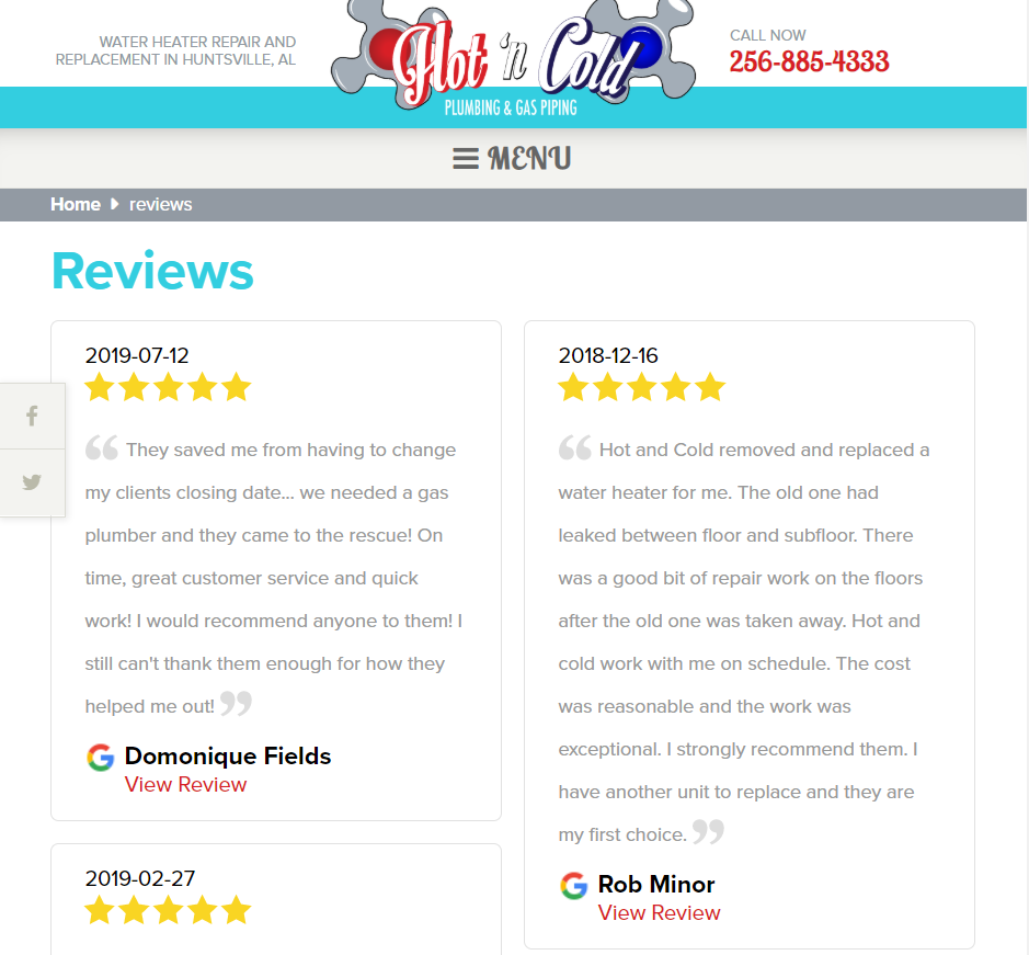 Reviews on Local Contractor Websites