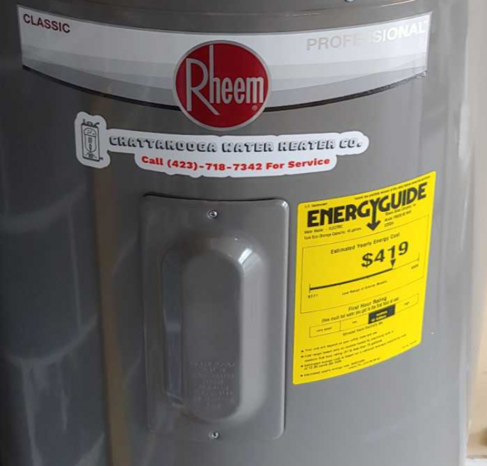 Water Heater Image With Sticker Photo of Chattanooga Water Heater Installation