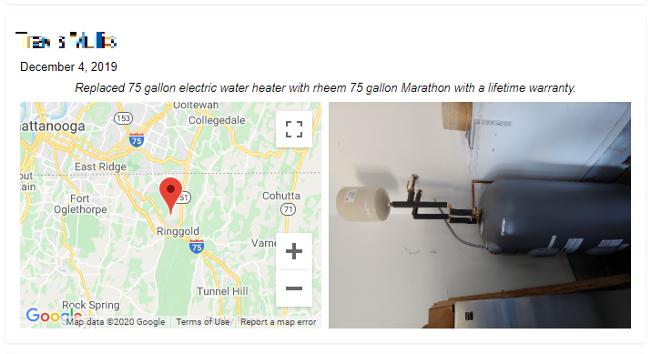 Water Heater Installation Check-in Mark